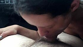 Young cocksucker gives public blowjob and gags on cum