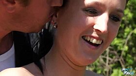 Wild outdoor fuck on motorcycle with horny brunette!