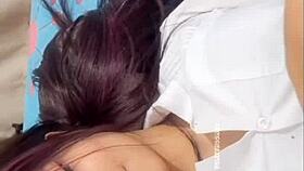 After hot massage, brunette gets intensely fucked in homemade scene!