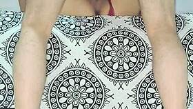 red lingerie teasing natural tits