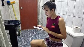 They spied on me in the bathroom, and I couldn't resist when I pulled out my cock.