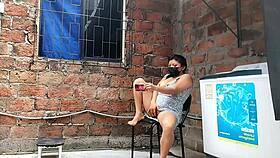 i secretly record my curvy neighbor fingering her pussy until she catches me watching