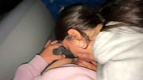 young latina babe sucks unknown passenger on bus gets cum in mouth