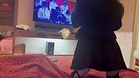 Beautiful student in skirt and uniform gets fucked after showing delicious ass