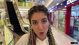 i'm so horny doing a crazy cumwalk in the public shopping mall after blowjob in toilet