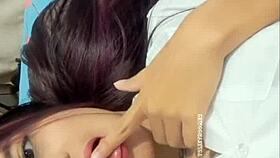 After hot massage, brunette gets intensely fucked in homemade scene!