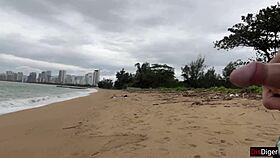 Babe Can I Cum On Your Tits - Public Cock Flashing On The Beach