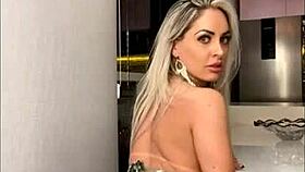 Blonde with big tits and ass excites