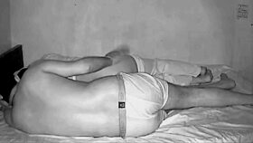 Sharing a bed in the bedroom with big natural tits on display