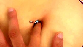 a good finger explores this beautiful latina's navel, close up fetish
