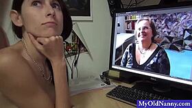 petite european babe and a fat granny