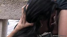 Busty slut tied and gagged, yet craving outdoor banging