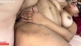 bbw cheats on hubby, fucks two guys in cuckold house 😈