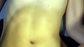 in the bedroom, he CUMS on her belly during passionate sex.