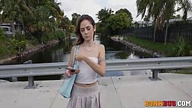 cute petite girl picked up for hardcore street fucking