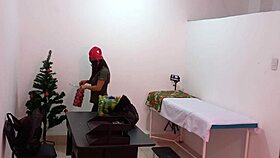 is the latina nurse caught decorating the doctors office and flashing while getting super sexy and hot?