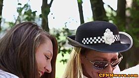 British Cops Jerk Sub Outdoors