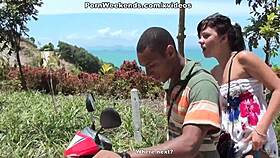 The man climaxes on the girl