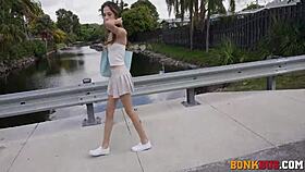 cute petite girl picked up for hardcore street fucking