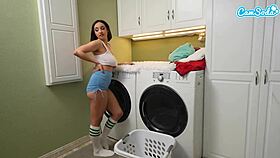 busty latina caught masturbating on webcam, then fucked by her step-brother