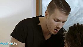 adultmobile - horny brunette hires a masseur and seduces him to give her a nice pussy massage as well