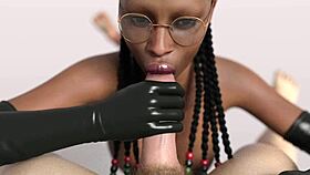 Ebony Sucks Big White Cock Interracially