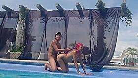 this happens when someone skips the swimsuit at the pool