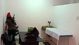 is the latina nurse caught decorating the doctors office and flashing while getting super sexy and hot?