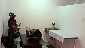 is the latina nurse caught decorating the doctors office and flashing while getting super sexy and hot?