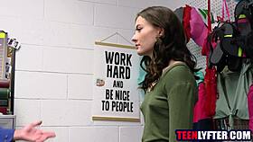 skinny teen 18+ has to fuck mall cop not to go to jail 😅