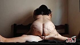 chubby milf dominates homemade ass riding on bed