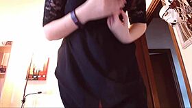 slave forced to masturbate while adoring dirty smelly panties, under mistress domination