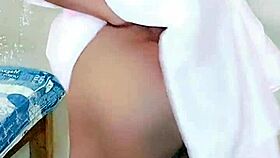 Piss walking in chastity cage