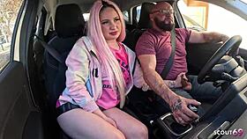 crazy bitch seduces old german driver for outdoor sex