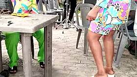 sweet babe enjoys outdoor public adventures with playful touches