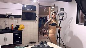 Painter while painting house gets big cock in ass and pussy painter cums inside