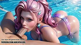 League of legends seraphine cosplay missionary sex blowjob and massive facial cumshot uncensored hentai ai generated