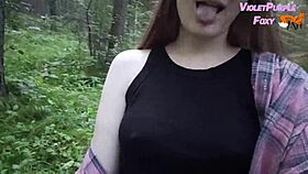 risky solo public nudity in the forest, flashing and masturbating outdoors
