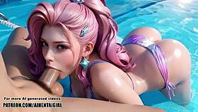 League of legends seraphine cosplay missionary sex blowjob and massive facial cumshot uncensored hentai ai generated