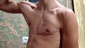 Flex skinny boy after study