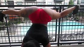 Ebony beauty performs seductive ass shaking striptease with ripped clothes