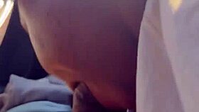 Her mouth fills with big black cock cum in the car.