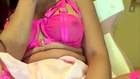 Beautiful Latina teases natural tits while masturbating to climax