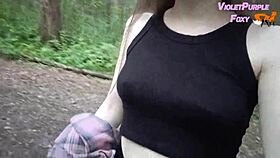 risky solo public nudity in the forest, flashing and masturbating outdoors