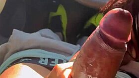Her mouth fills with big black cock cum in the car.