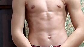 Flex skinny boy after study