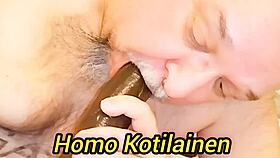 The fat gay slut explores anal pleasures with toys