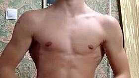 Flex skinny boy after study