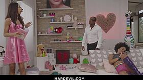 hot ffm threesome with latina ebony asian girls getting assfucked deepthroat cumshot 😍