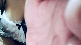 rubbing my dildo with pussy and feet in lingerie